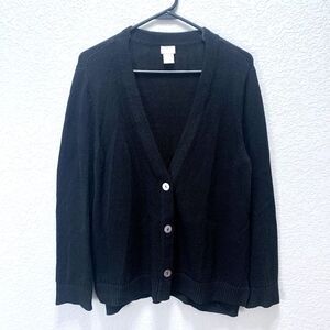 Chico's Black Knit Button Cardigan Sweater Linen Blend - Women's 2 (L/12)